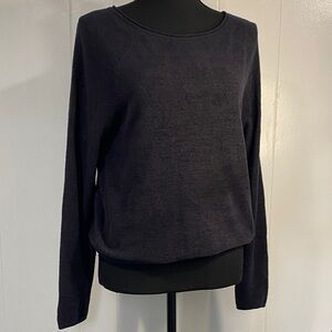 Barefoot Dreams Crew Neck Sweater Lux Cozy Minimalist Black Size Small